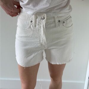 Madewell White High Rise Jean Shorts